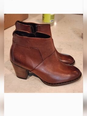 Paul Green Brown Leather Ankle Boots - Women